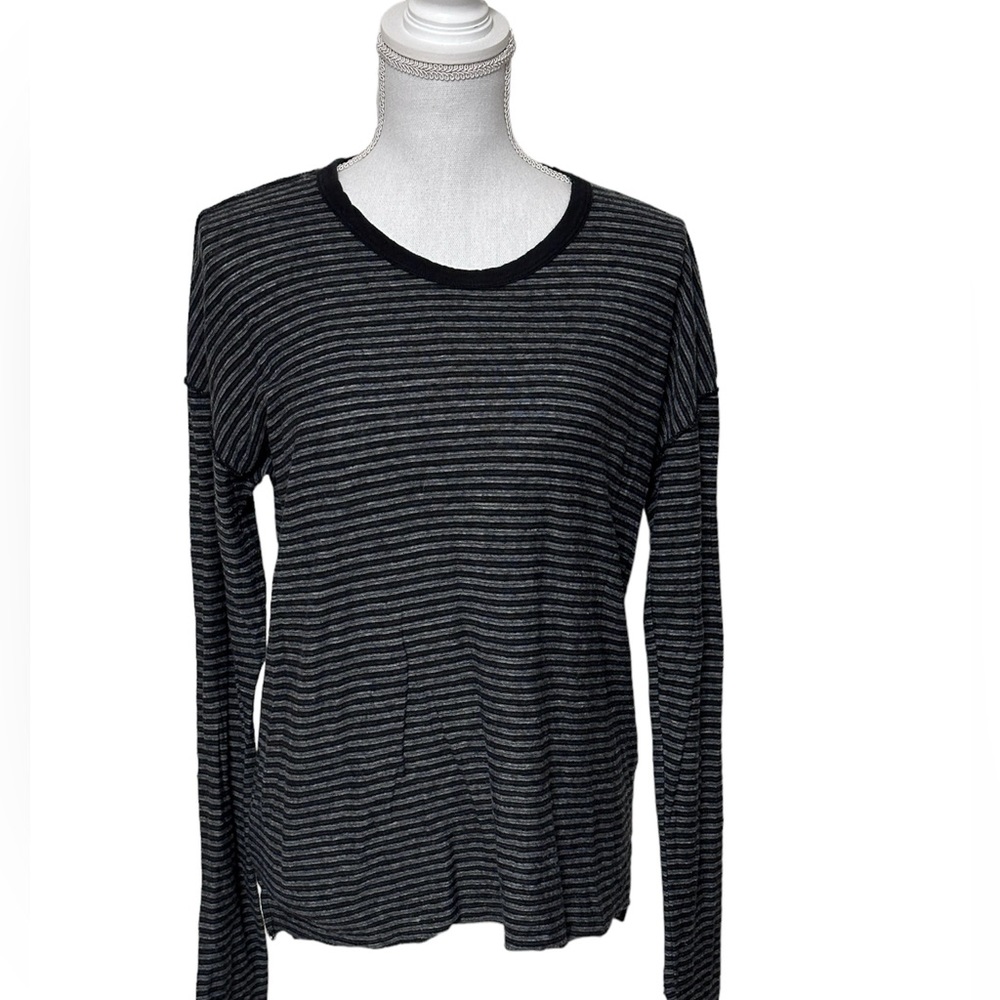 James Perse size 3 long sleeved black and white striped shirt; size large (snug)
